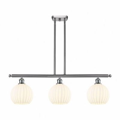 White Venetian - 3 Light Stem Hung Island In Modern Style-11 Inches Tall and 36 Inches Wide