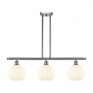 White Venetian - 3 Light Stem Hung Island In Modern Style-11 Inches Tall and 36 Inches Wide - 1 of 1