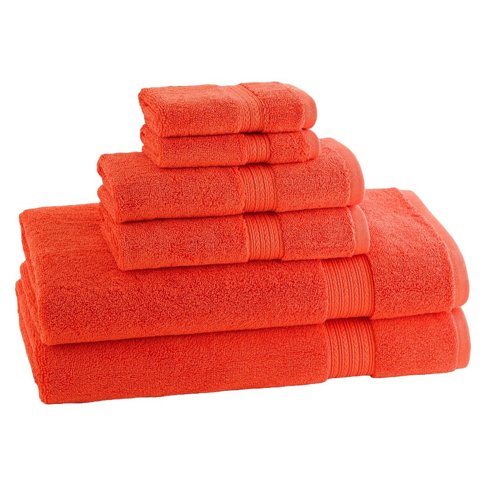 Photos - Towel 6pc Signature Solid Bath  Set Orange - Cassadecor