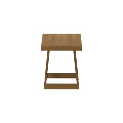 Pecan Wirebrush Solid Pine Wood Square Side Table
