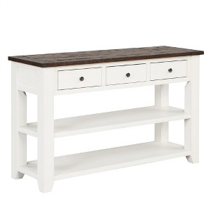OUTSUPPLY Solid Pine Wood Console Table with 3 Drawers & 2 Shelves, Vintage Entryway Sofa Table - 1 of 4