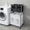 SEVOBAL Laundry Bags and Baskets Laundry Basket 2 Tier Clothes Sorter with 4 Removable Bags to Organize Clothes With Four Wheels, White, 20"*20"*30" - 2 of 4
