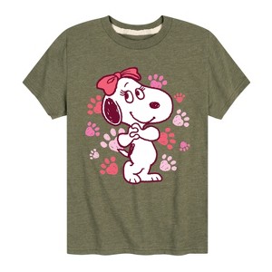 Boys' - Peanuts - Belle Multi Color Paw Prints Short Sleeve Graphic T-Shirt - 1 of 4