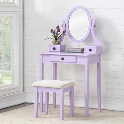 NicBex 30" Makeup Vanity Desk with Mirror and Stool,Retro Makeup Table with 3 Storage Drawers for Bedroom