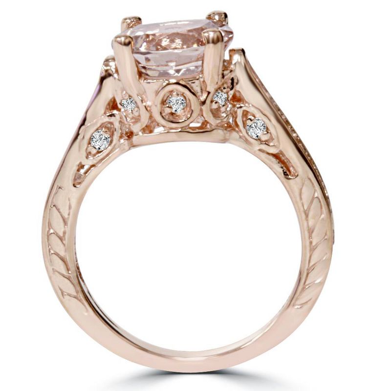 Pompeii3 2 Carat Morganite & Diamond Vintage Engagement Ring 14K Rose Gold, 2 of 6