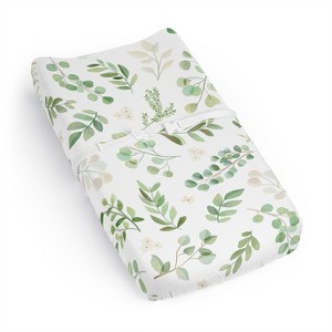 Sweet Jojo Designs Gender Neutral Unisex Changing Pad Sheet Botanical Green and White - 1 of 4