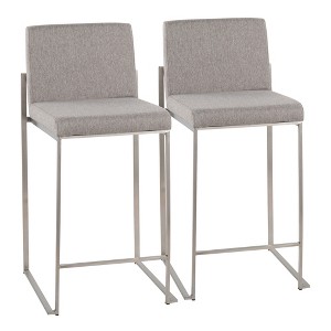 Contemporary High Back Counter Stool with Padded Seat and Backrest (Set of 2) for Kitchen, Counter, or Dining Area - 1 of 4