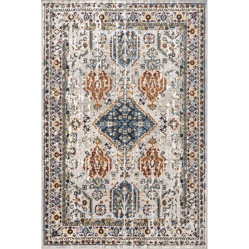Nuloom Samara Machine Washable Medallion Bordered Area Rug - Multi 8x10 ...
