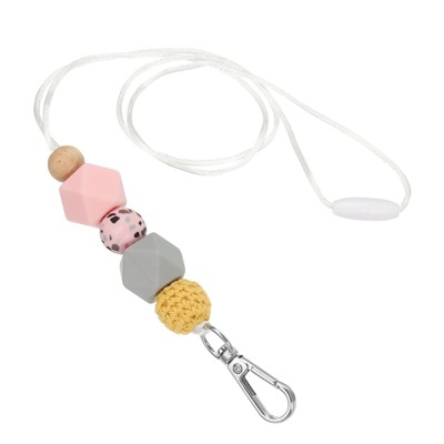 Unique Bargains Wear-resistant Lightweight ID Card Silicone Beaded Lanyards