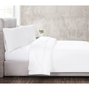 Christian Siriano Twin XL 3pc NY 310 Thread Count Cotton Sateen Sheet Set White - 1 of 3