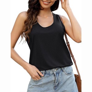Womens Racerback Tank Tops Loose Fit Causal Summer U Neck - 1 of 4