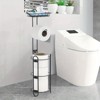 DOMETOUR Freestanding Toilet Paper Holder with Storage Shelf, Rust-Resistant Bathroom Organizer for 4 Rolls, Side Loading Dispenser - 4 of 4