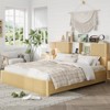 Queen/King Size Bed Frame with 4 Storage Drawers,No Box Spring Needed/Noise Free/All-Metal Support,Natural Oak - 2 of 4