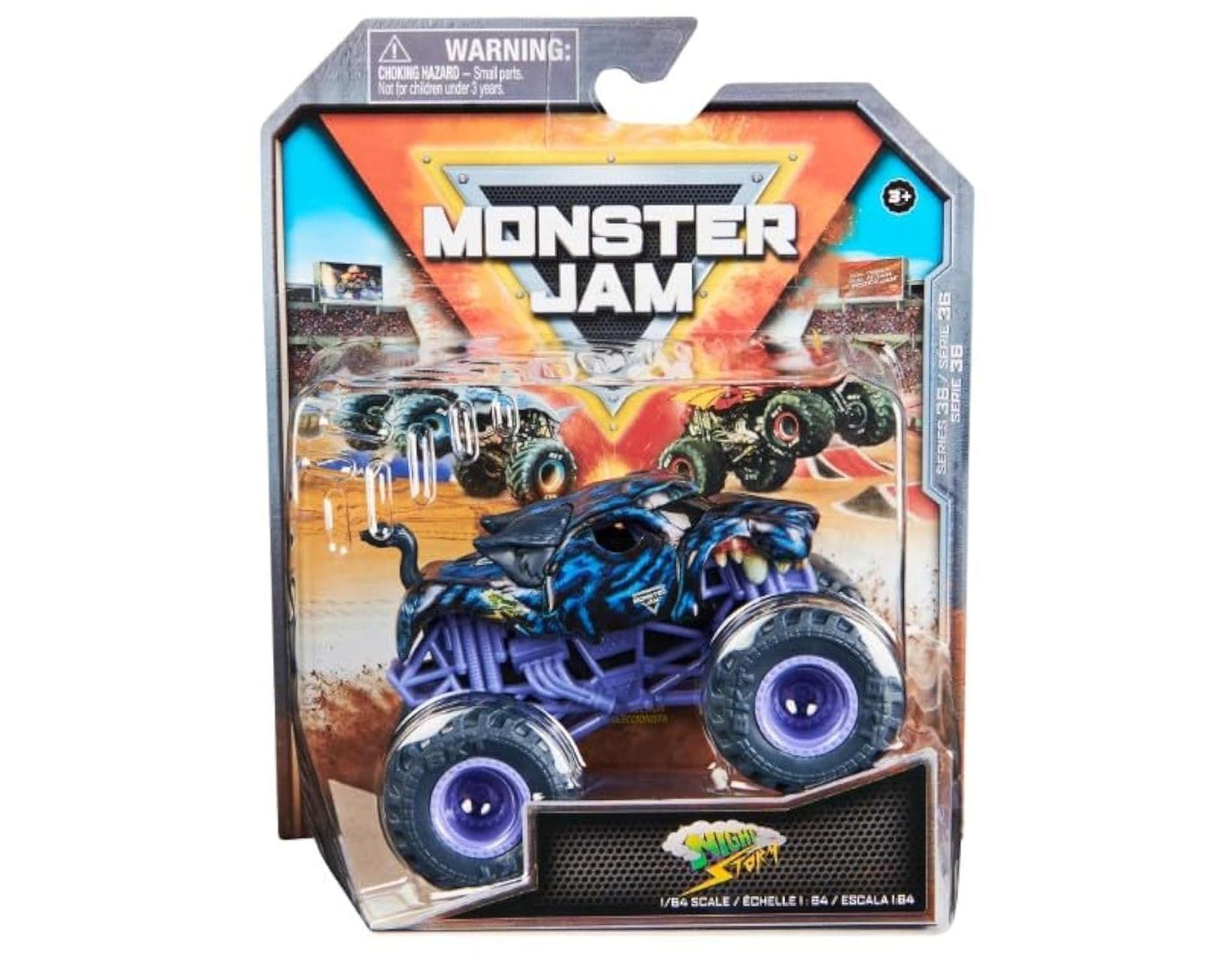 Monster Jam Series 36 Crazy Creatures Night Storm 1:64 Scale 2024 Die-Cast Monster Truck with BKT Tires, Feline Body & Authentic Chassis, Kids Ages 3+