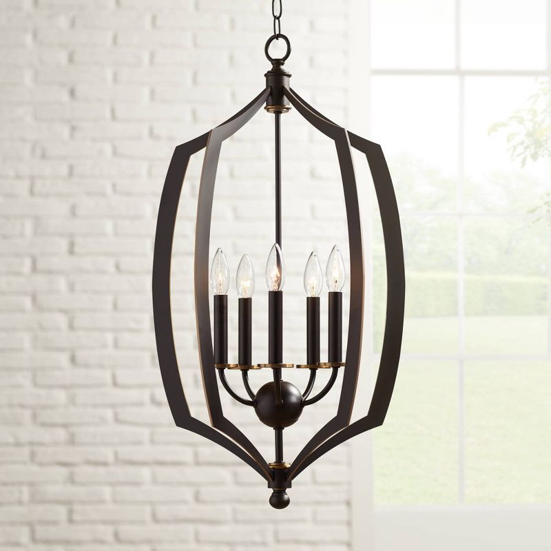 Minka Lavery Downton Bronze Foyer Pendant Chandelier 17" Wide Modern for 5-Light Fixture for Dining Room House Kitchen Entryway, 2 of 3