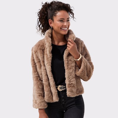 Women's Cropped Faux Fur Jacket - LASCANA