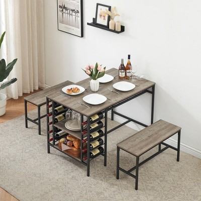 Whizmax Kitchen Table with 2 Benches for 4