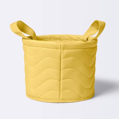 Quilted Fabric Small Round Storage Basket - Yellow - Cloud Island™