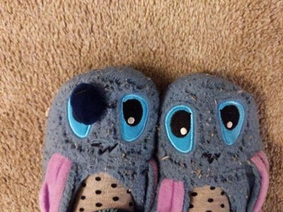 Women's Lilo & Stitch Fluffy Slipper Socks With Grippers - Blue M/l : Target