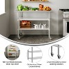 Flash Furniture Rawcliffe NSF Certified Stainless Steel Prep and Work Table 24"x 48" with 2 Galvanized Steel Undershelves and 4 Casters with 2 Locking - 3 of 4