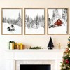 Set of 3 Farmhouse Winter Wall Art Framed Snow Forest Wall Decor Reindeer Holiday Home Decor 12x16 Brown - 3 of 4