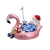 Kurt Adler Noble Gems Glass Ornament for Christmas Tree, Santa in Flamingo Pool Float - 4 of 4