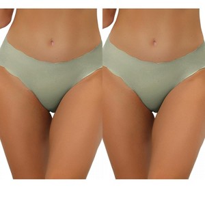 Allegra K Women's Unlined No-Show Stretch Laser Cuts Solid Invisible Brief 2 Packs - 1 of 4