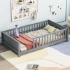 NicBex Twin Size Kids Montessori Bed with Built-in Book Storage Rack,Floor Bed with Fence Design,Toddler bed for Bedroom Playroom - 2 of 4