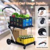 Foldable Shopping Carts for Groceries, 2-Tier Collapsible Grocery Carts with Wheels and Removable Storage Crate, Aluminum Frame Folding Trolley - 4 of 4
