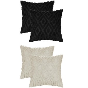 Unique Bargains Patterned Soft Shaggy Plush Faux Fur Throw Pillow Covers Set 4 Pcs - 1 of 4