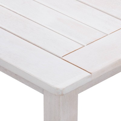 Whitewashed Hardwood Outdoor Square Bar Height Table with Umbrella Hole
