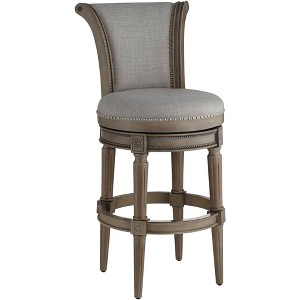 55 Downing Street Oliver 30 3/4" High Ash Gray Fabric Scroll Back Swivel Bar Stool - 1 of 4