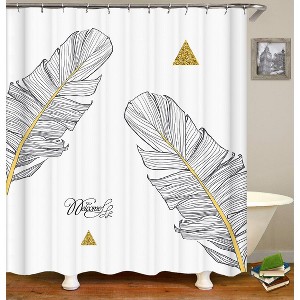 Simple Leaves Shower Curtains for Bathroom Waterproof Fabric Bath Curtain Durable Soft Stylish Bathroom Decor 72x72 Inch - 1 of 1
