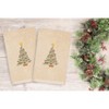 Linum Home Textiles Christmas Tree - Embroidered Luxury 100% Turkish Cotton Hand Towels (Set of 2) - 2 of 3