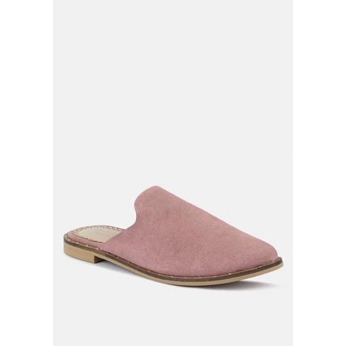 Rag & Co Womens Lia Dusty Pink Handcrafted Suede Mules 5 (us) : Target