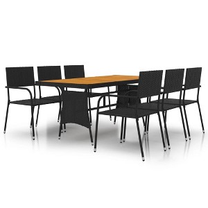 vidaXL Patio Dining Set Garden Outdoor Wicker Conversational Set PE Rattan - Black 6 Items - 1 of 4