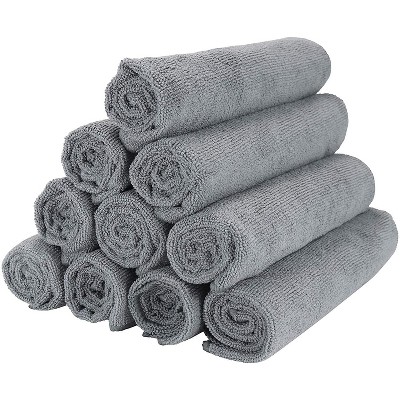 Grey Microfiber Hand Towels 12-Pack, Soft and Absorbent