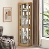TIRAMISUBEST Corner Glass Cabinet Lighted Curio Cabinet Corner Display Case for Living Room - Mobile Lateral Filing Cabinet, Locking Wheels, - 2 of 4