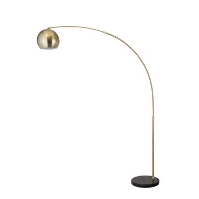 FC Design Modern Standing Adjustable Floor Lamp with Metal Dome Shade and  Black Marble Base in Brass Gold Finish - Brass Gold