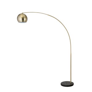 FC Design Modern Standing Adjustable Floor Lamp with Metal Dome Shade and Black Marble Base in Brass Gold Finish - Brass Gold - 1 of 4