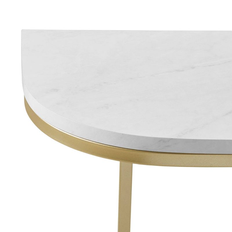 Megan Modern Glam Curved Console Table Faux White Marble/Gold - Saracina Home, 4 of 15