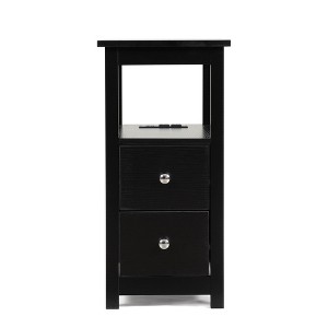 NicBex Narrow Wooden Nightstand with Charging Station and 2 Drawers for Bedroom and Living Room - 1 of 4