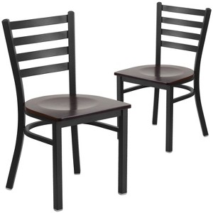 Emma and Oliver 2 Pack Ladder Back Metal Restaurant Chair - 1 of 4
