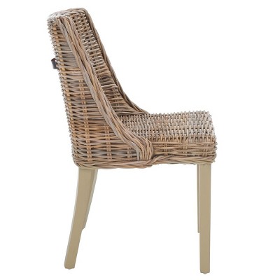 Caprice Gray Rattan and Mahogany Dining Chair Set