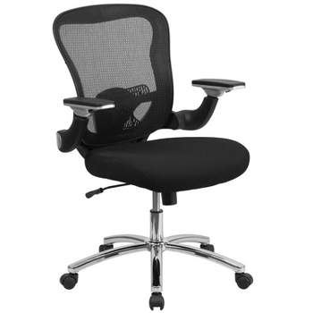 Emma and Oliver Mid-Back Black Mesh Swivel Ergonomic Office Chair - Height Adjustable Flip-Up Arms