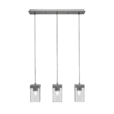 Toltec Lighting Nouvelle 3 - Light Pendant in  Graphite with 4" Square Clear Bubble Shade