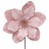 Northlight 23" Glittered Pink Magnolia Christmas Stem Spray - 3 of 4