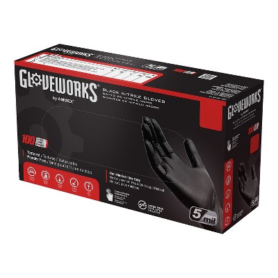 GlovePlus Powder Free Black Nitrile Gloves Medium 100/Box GPNB44100