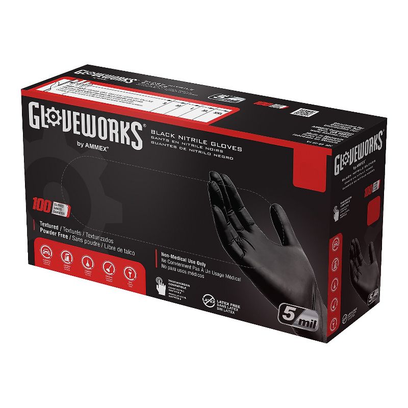 GlovePlus Powder Free Black Nitrile Gloves Large 100/Box GPNB46100, 1 of 6