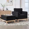Lyngins Textured Boucle Accent Chair, Modern Farmhouse Square Armchair with Natural Wood Legs, Single Sofa Chair with 2 Pillows for Living Room - 4 of 4